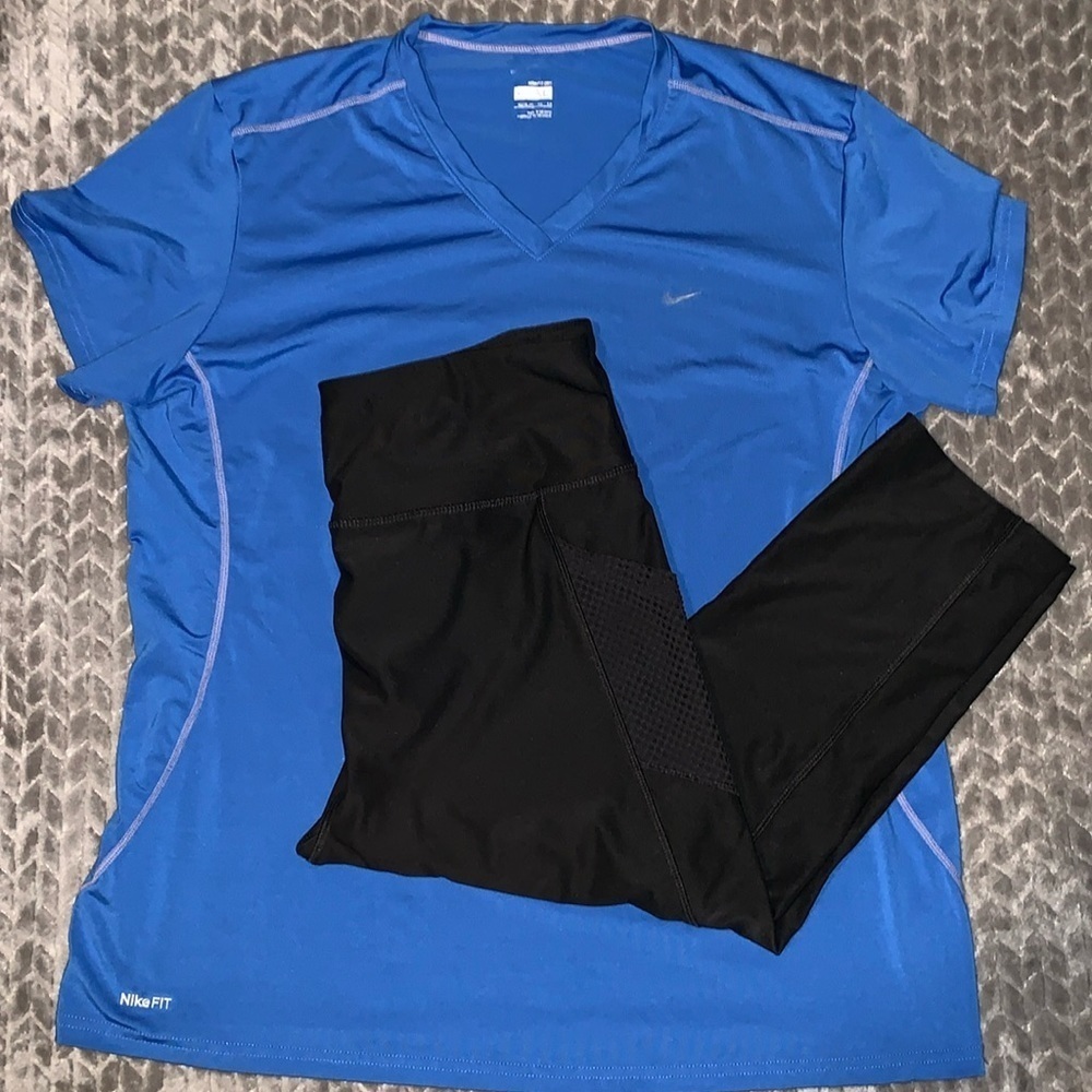 Nike Fit-Dry short sleeve shirt. VOGO Athletics capri style with sideβ pockets